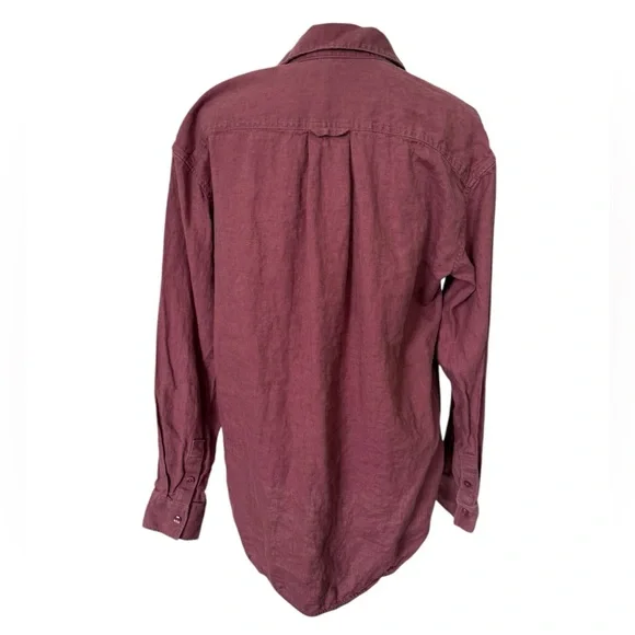 Athleta Mauve Rose Linen Button Down Shirt - Size M - Picture 3 of 7